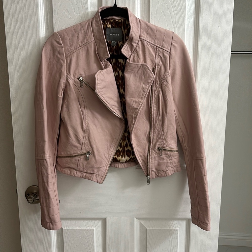 Kenna T pink leather jacket